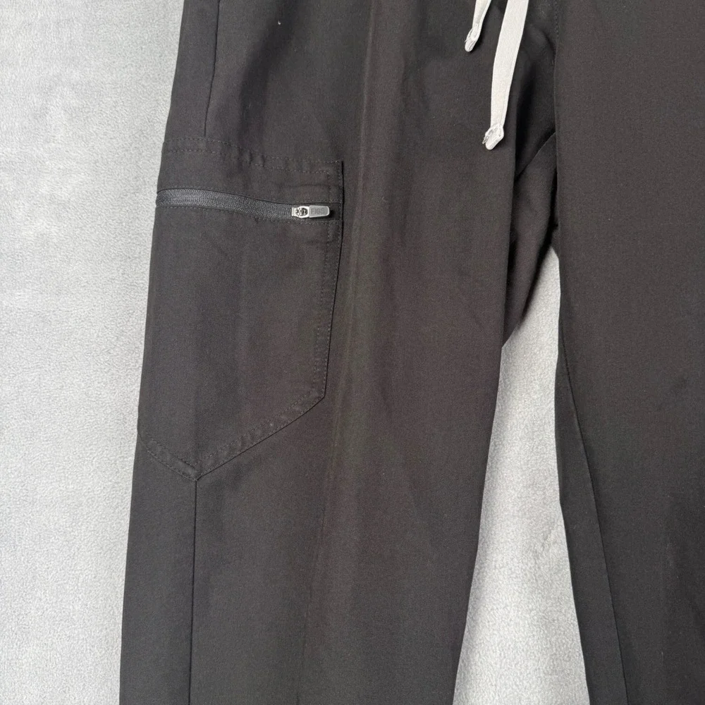 FIGS Zamora‎ Jogger Scrub Pants Black Elastic Waist Drawstring Pockets Mens MT